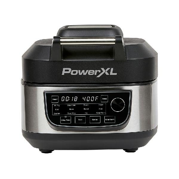 PowerXL Grill Air Fryer Combo Plus 6 QT 12 in 1 Indoor Slow Cooker, Roast, Bake, 1550 Watts, Stainless Steel Finish : Home &amp; Kitchen