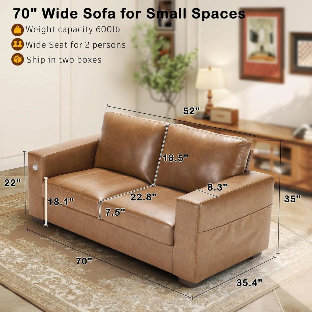 Hanherry 89" Sofa for Living Room, Modern Comfy Sofa with Medium Firm Seat Cushion, Removable Cover,Wide Armrest,USB/Type-C Port,Chenille Fabric Couches for Small Space,Apartment