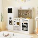 Wooden Kids Kitchen Playset with Chalkboard Ice Maker Sink Lighted Microwave