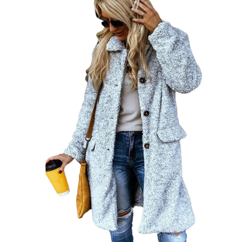 Women's Sheepskin-Like Woolen Coat