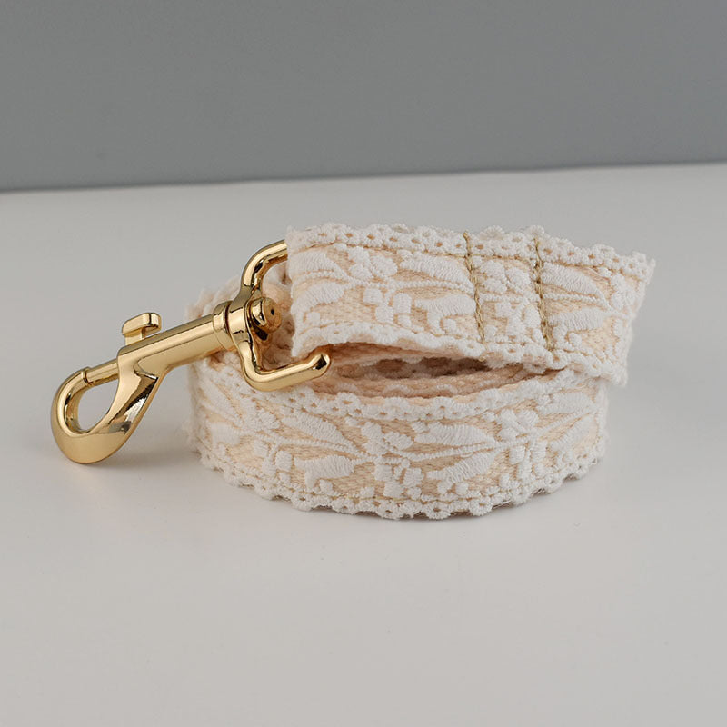 Leaf Lace Strap Gold Buckle Pet Supplies