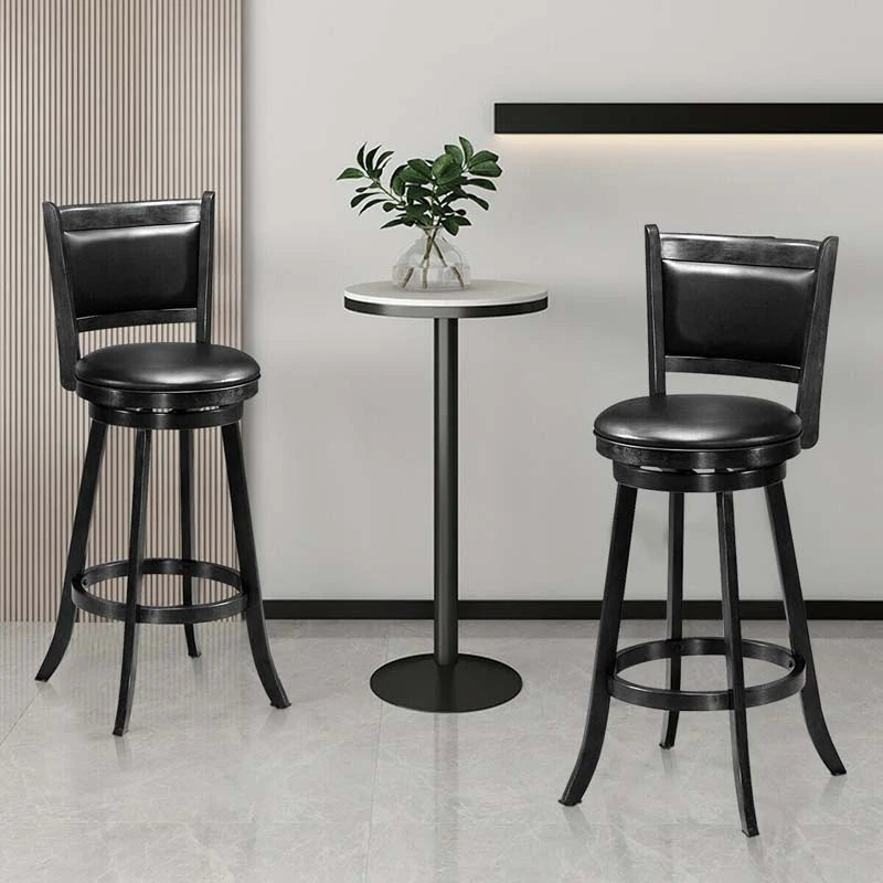 2-Pack 29" Wooden Counter Stools, 360° Swivel Bar Stools with Backs, Counter Height Stool, Upholstered Bar Chairs Dining Chairs