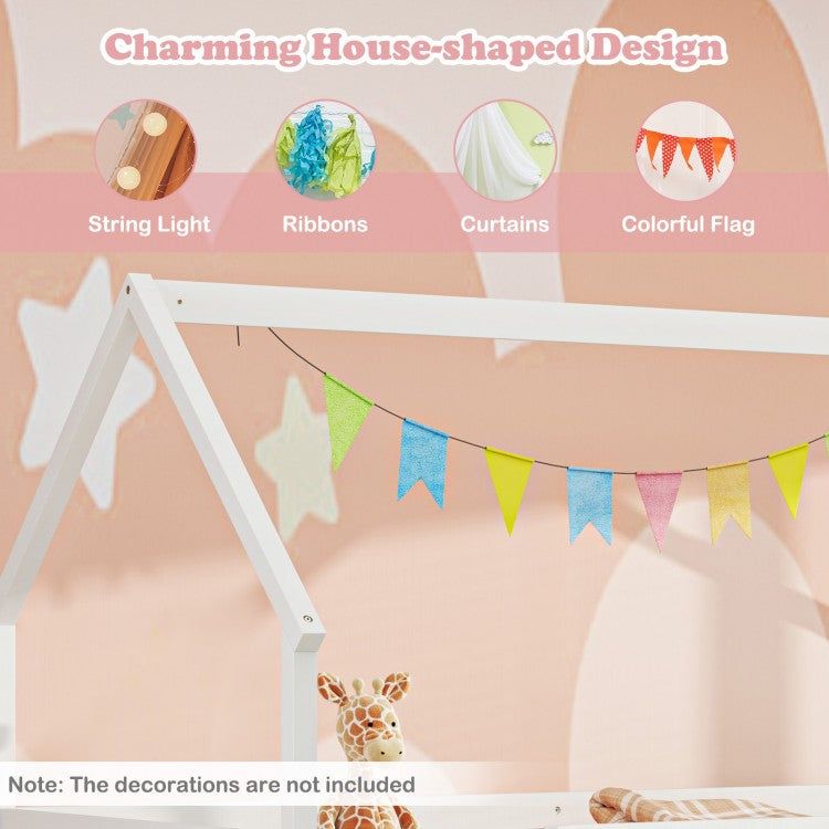Twin Over Twin House Bunk Bed with Slide and Ladder