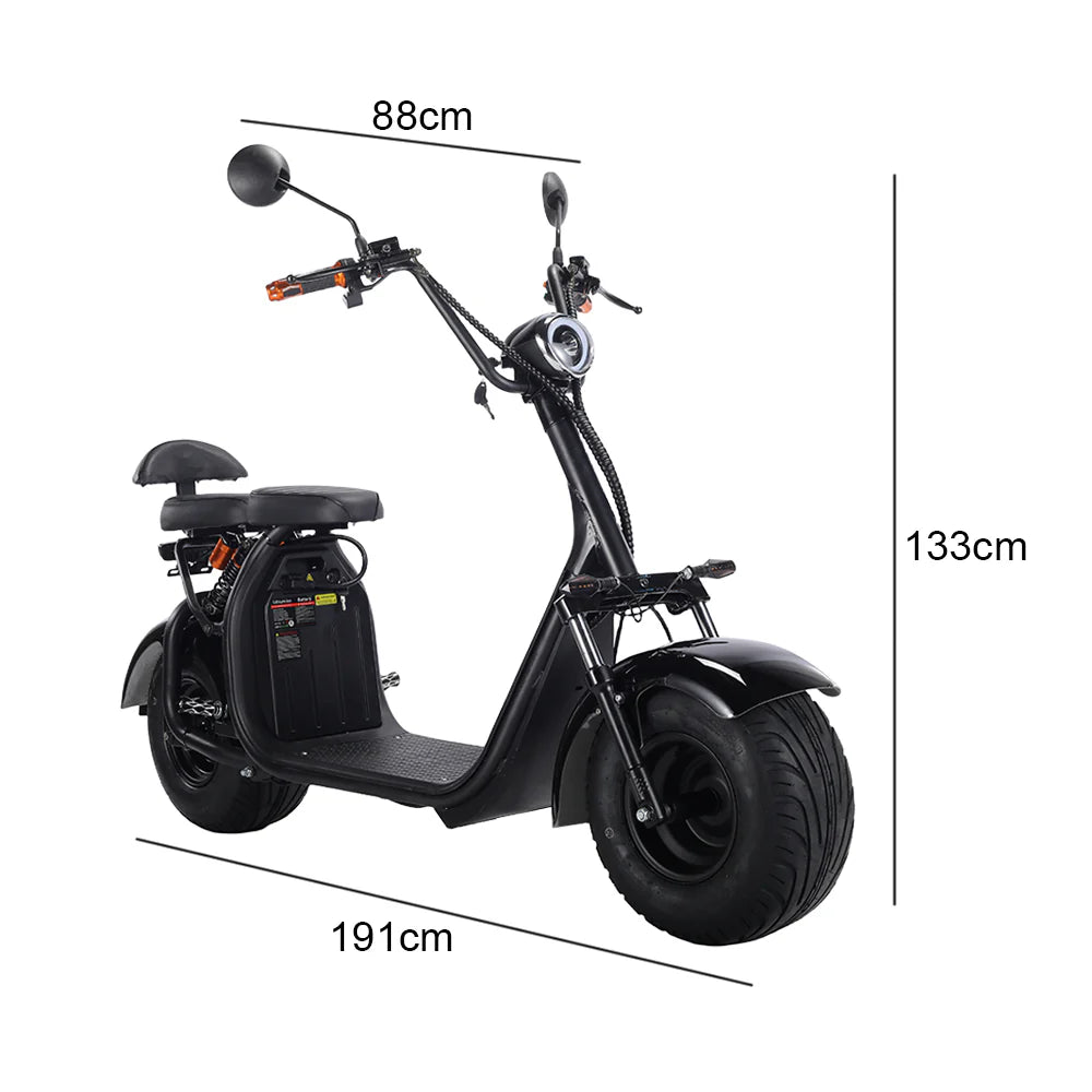 3000W 60V 12Ah Electric Scooter Off Road With Brushless Motor – Retro Style, Dual Seat, Hydraulic Disc Brakes