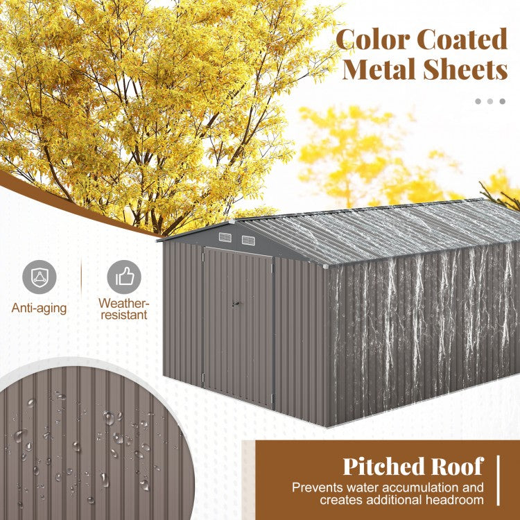 10 x 14 FT Outdoor Storage Shed with Improved Windproof Metal Structure