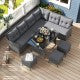 7 Pieces Patio Dining Furniture Set with Soft Cushions and Ottomans