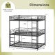 Metal Triple Bunk Bed with Safety Guardrails and 2 Ladders