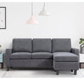 Walsunny Convertible Sectional Sofa, L-Shaped Linen Fabric Couch with Reversible Design and Movable Ottoman for Small Spaces