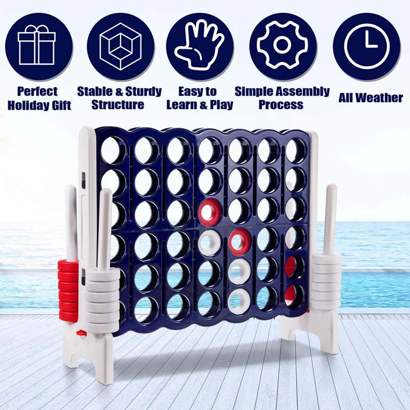 Giant 4-In-A-Row, Jumbo 4-to-Score Giant Game Set with 42 Jumbo Rings & Quick-Release Slider