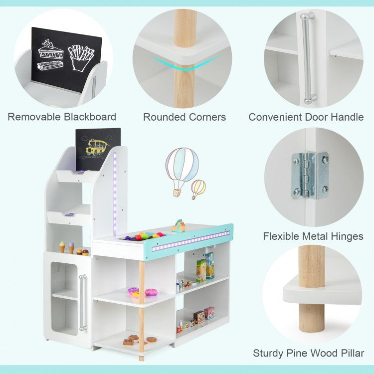 Wooden Kids Supermarket Playset with Cash Register and Shopping Cart