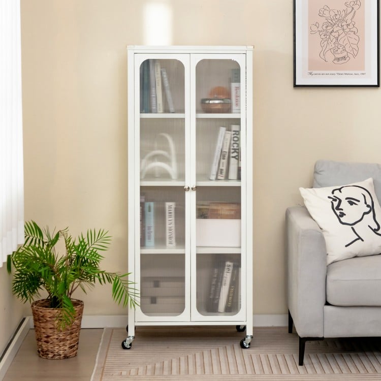 Storage Cabinet with Wheels and Adjustable Shelves