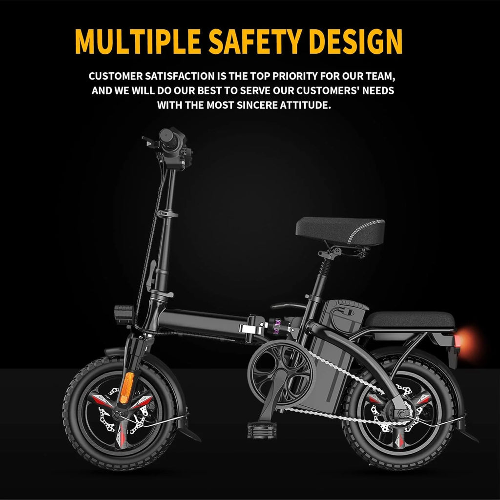 Ebikes for Adults, 400W Motor 22MPH Max Speed, 14�� Tire, 48V 15AH Removable Battery for Electric Bike, Multi-Shock Absorption, City Commuter, Foldable Adult Electric Bicycles