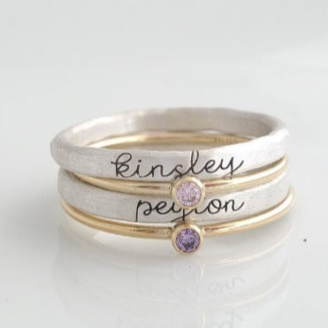 12 Color Birthstone DIY Engraved Ring