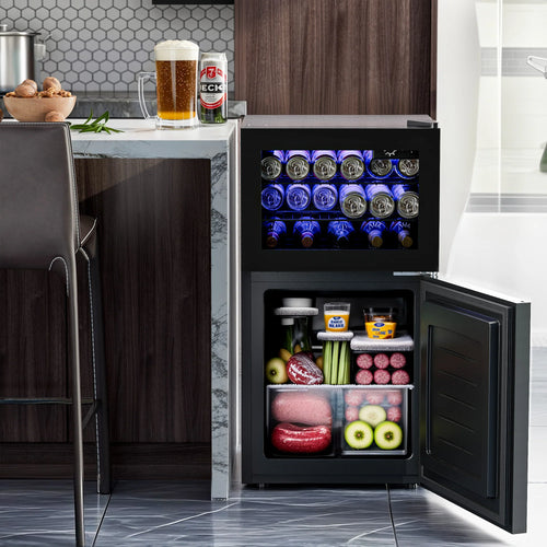 80L 2-Door Mini Fridge with Freezer