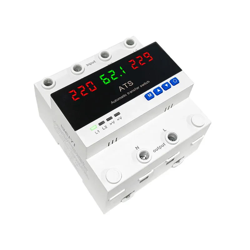 Iraq Market New Design Double Power Ats 30a 63a Adjustable Automatic Change Over Switch 110 220v