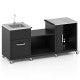Outdoor Grill Table with Sink and Drainage Heavy Duty Metal Grill Cart