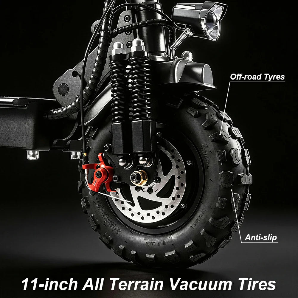 All Terrain Electric Scooter with 2000W Power Motors and 11-Inch Vacuum Tires, 4-mode, Black
