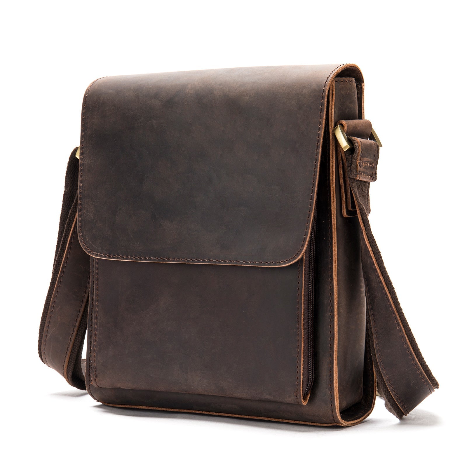 Genuine Leather Mens Shoulder Fashion Saddle Leather Crossbody Casual Messenger Bag
