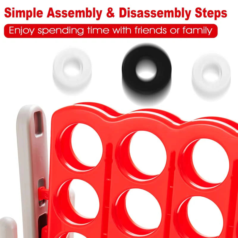 Giant 4-In-A-Row, Jumbo 4-to-Score Giant Game Set with 42 Jumbo Rings & Quick-Release Slider