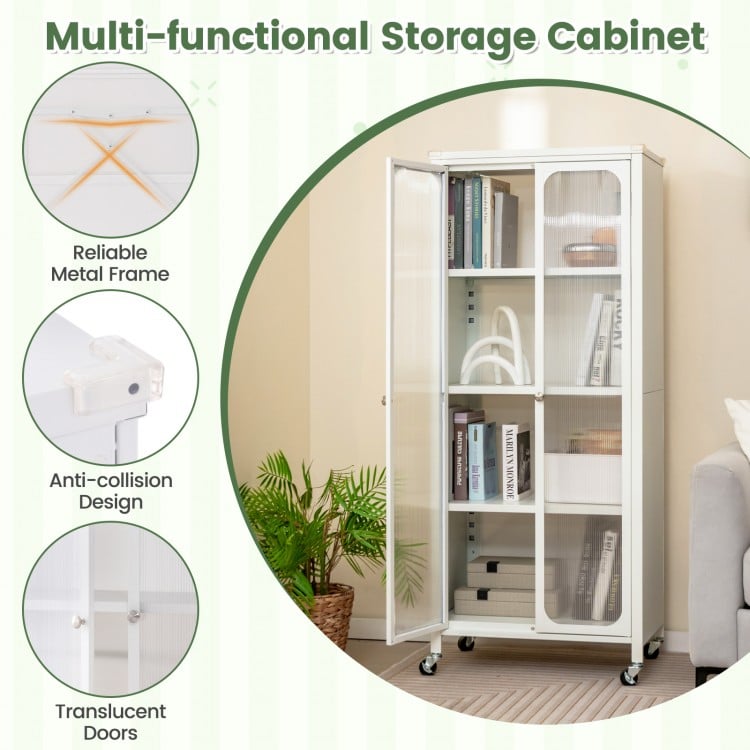 Storage Cabinet with Wheels and Adjustable Shelves