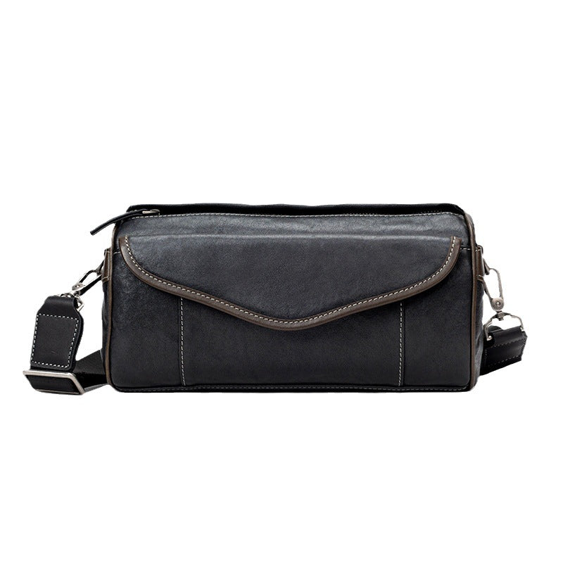Vintage Crossbody Bag Handheld Vegetable-Tanned Leather Mens