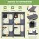 72 Inch Large Wooden Cat House Catio Kitten Enclosure on Wheels with Weatherproof Asphalt Roof