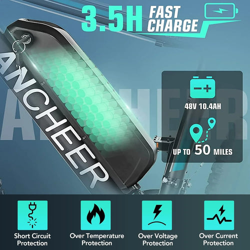 ANCHEER Gladiator 500W 26" Electric Bike for Adults, Electric Mountain Bike with 2.1 Inch eMTB Tire, 48V 10.4Ah Battery, 3H Fast Charge, Shimano 21 Speed, Adults Electric Bicycle  sgtnighsdesigns