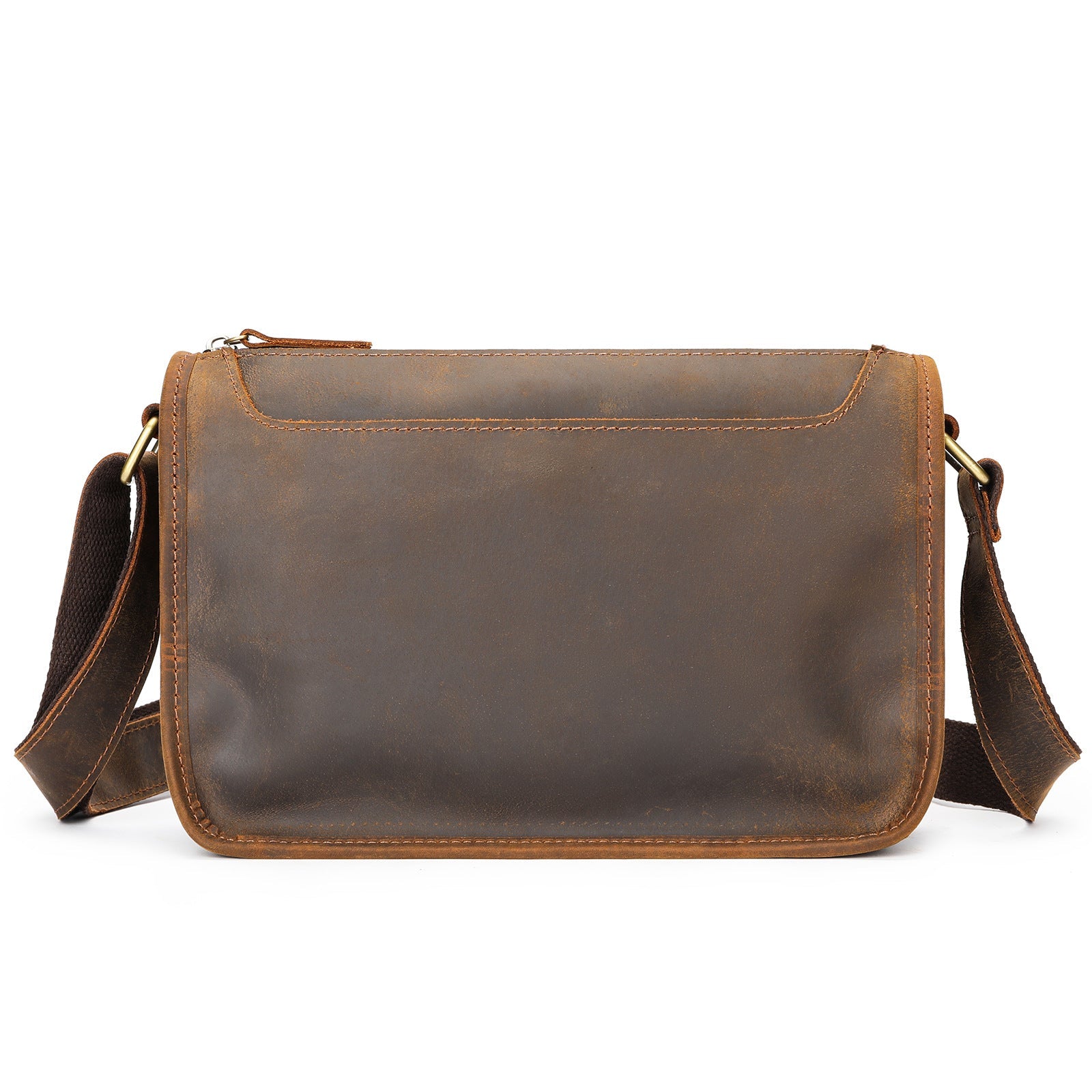 Genuine Leather Mens Shoulder Fashion Saddle Leather Crossbody Casual Messenger Bag