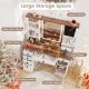 Farmhouse Vanity Desk with Lighted Mirror and 3 Doors