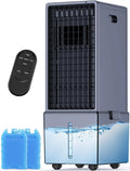 Portable Air Conditioners w/Remote, 4 Modes & 3 Speeds, Waterless Alert System & 2.4-Gal Tank for 20H Cooling, 12H Timer for Auto Off, 3-IN-1 Evaporative Air Cooler for Room Bedroom Home