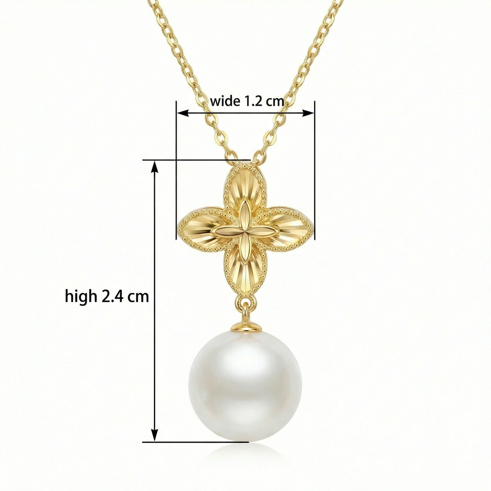 925 Sterling Silver Radiant Floral Motif Pendant Necklace with Lustrous White Pearl Drop