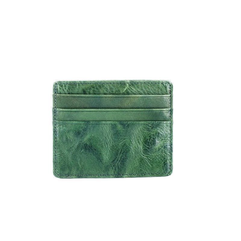 Retro Card Holder Large Capacity Oil-waxed Leather For Drivers License And ID