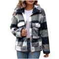 Double-Sided Polar Fleece Plaid Zip-Up Fluffy Coat