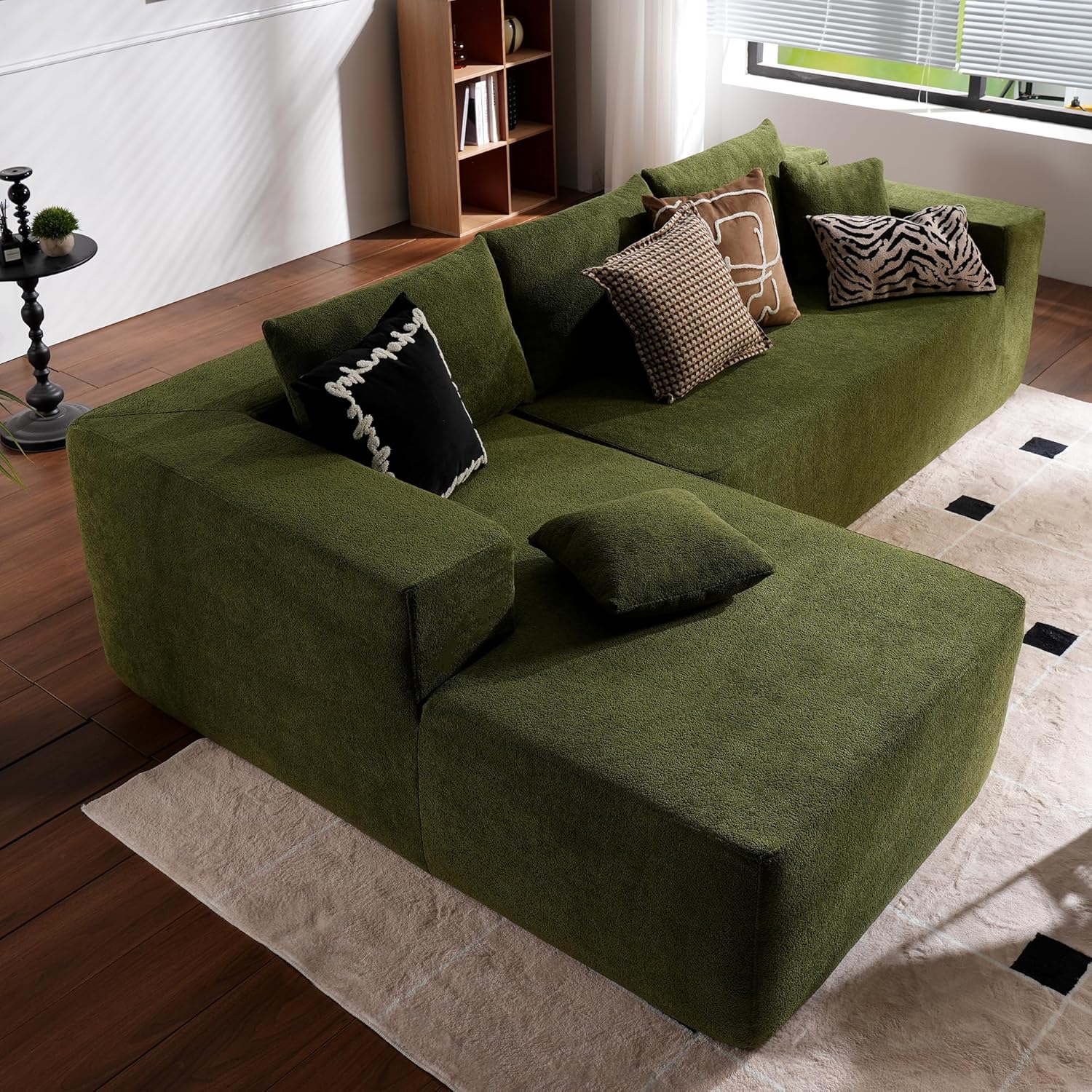 ovios 104" Cloud Sectional Couch with L-Shape Chaise,Modern Modular Sofa with Deep Seat, Upholstered Couches for Living Room Bedroom,No Assembly Required, Black (Corduroy Fabric)