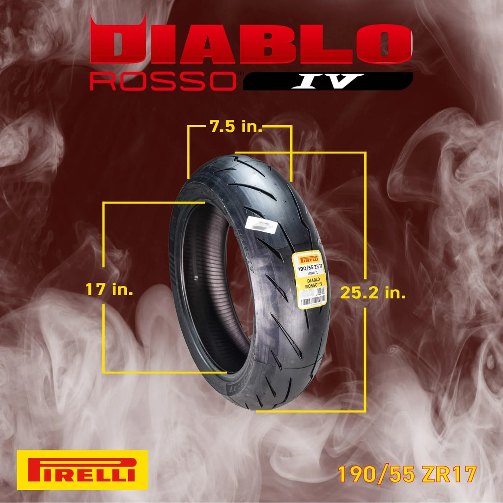 Pirelli Diablo Rosso IV Motorcycle Tires Set �C Front 110/70ZR17 & Rear 190/55ZR17 with Bonus Keychain