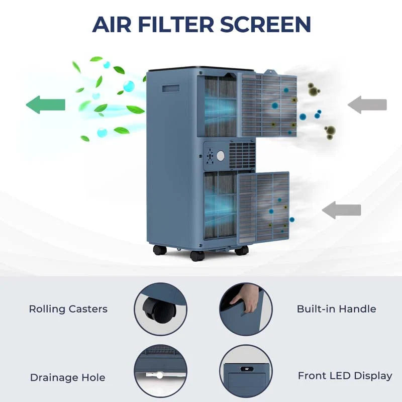 10000 BTU 3-in-1 Portable Air Conditioner Air Cooler Fan Dehumidifier with Remote Control, 24H Timer, Child Lock