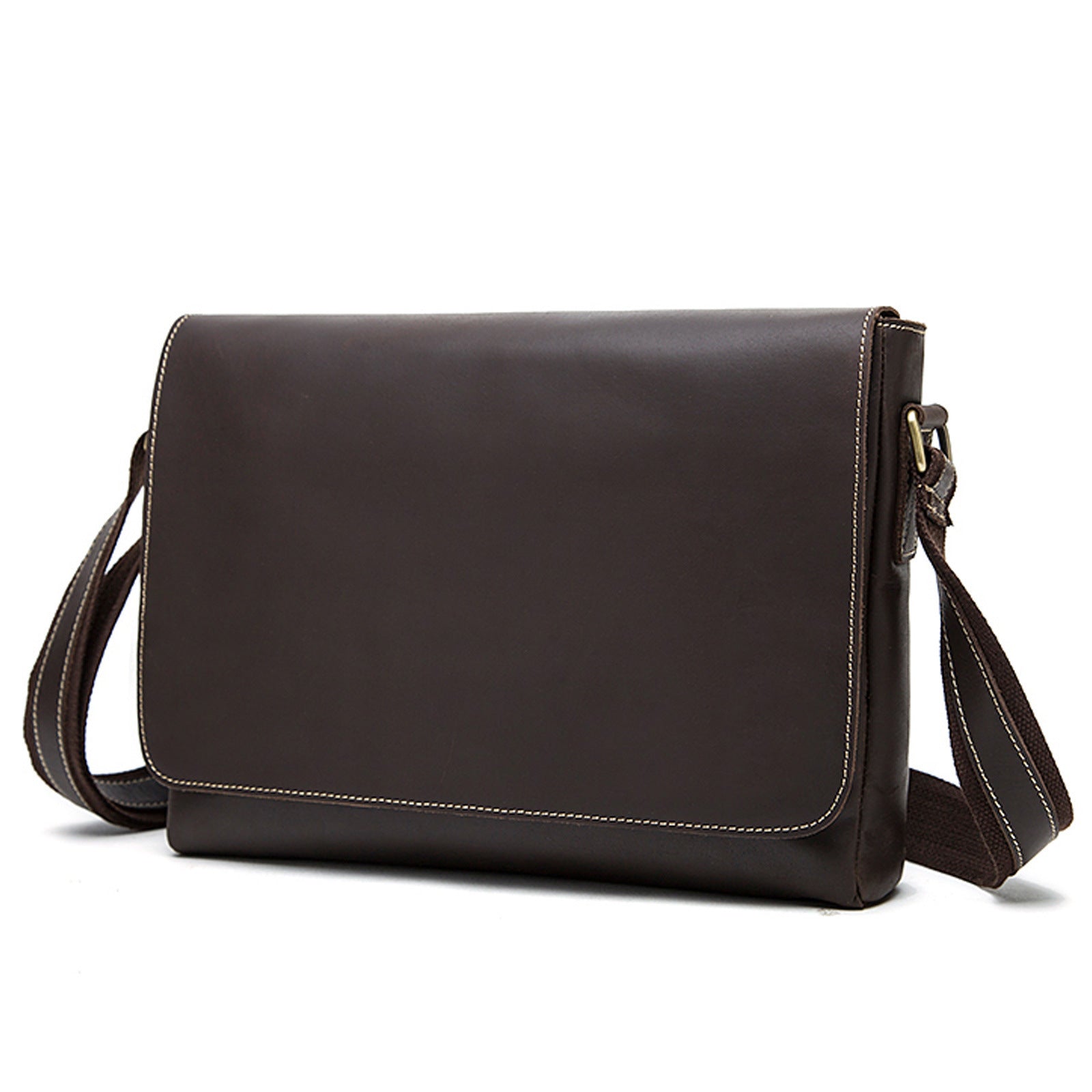 Genuine Leather Mens Shoulder Fashion Saddle Leather Crossbody Casual Messenger Bag