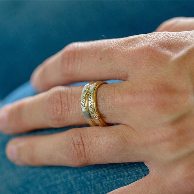 12 Color Birthstone DIY Engraved Ring