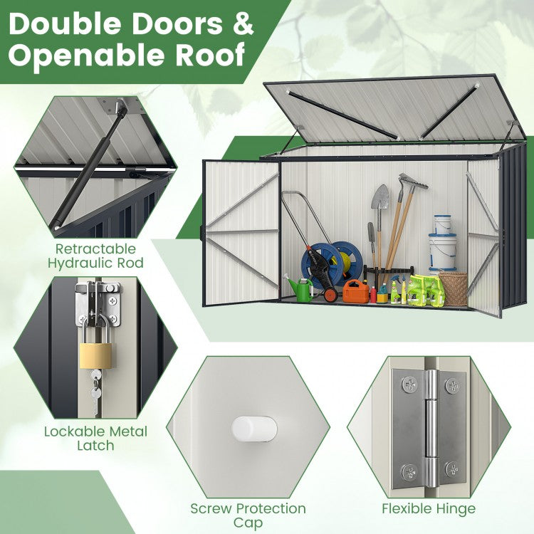 6.3 x 2.8 FT Metal Outdoor Storage Shed Rustproof Steel Tool Shed with Lockable Door