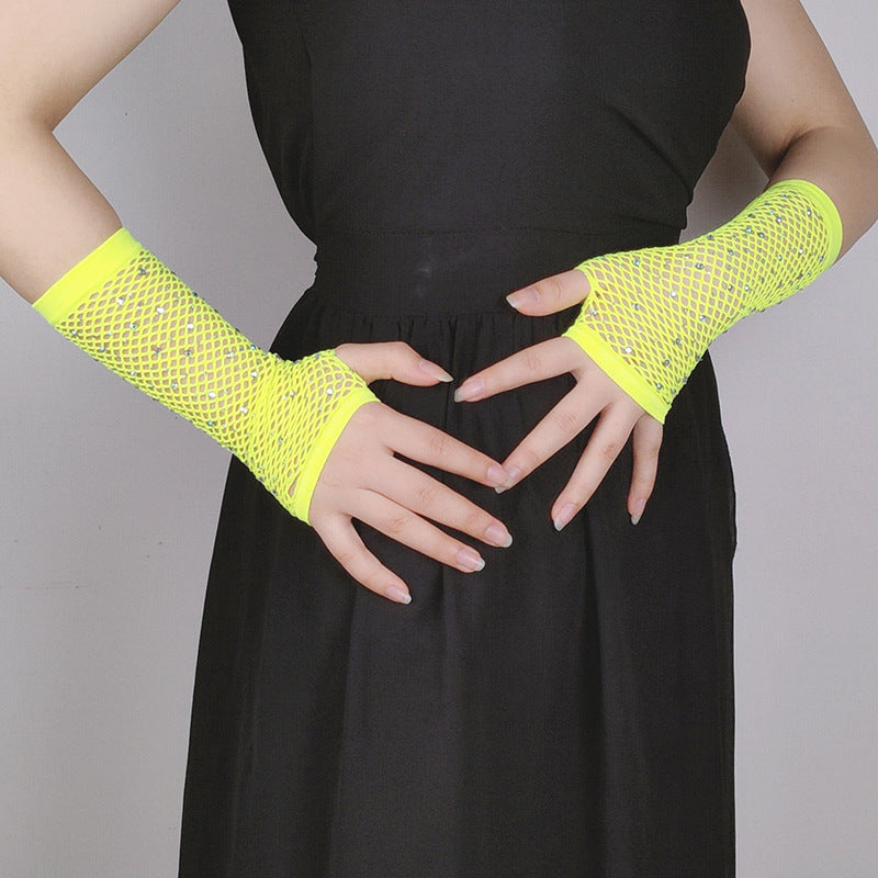 Fishing Net Hot Drill Finger Lace Gloves Clothing Accessories