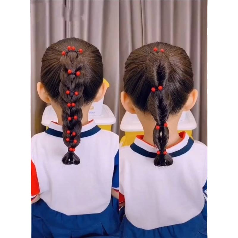 Baby Red Bead Hair Tie