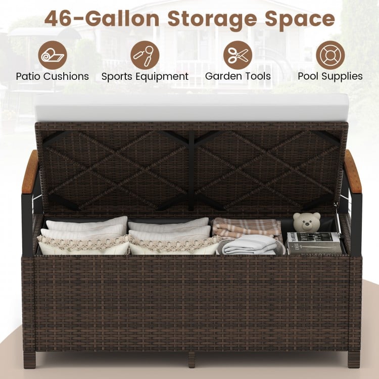 Outdoor Storage Bench Deck Box Patio Furniture with Cushion