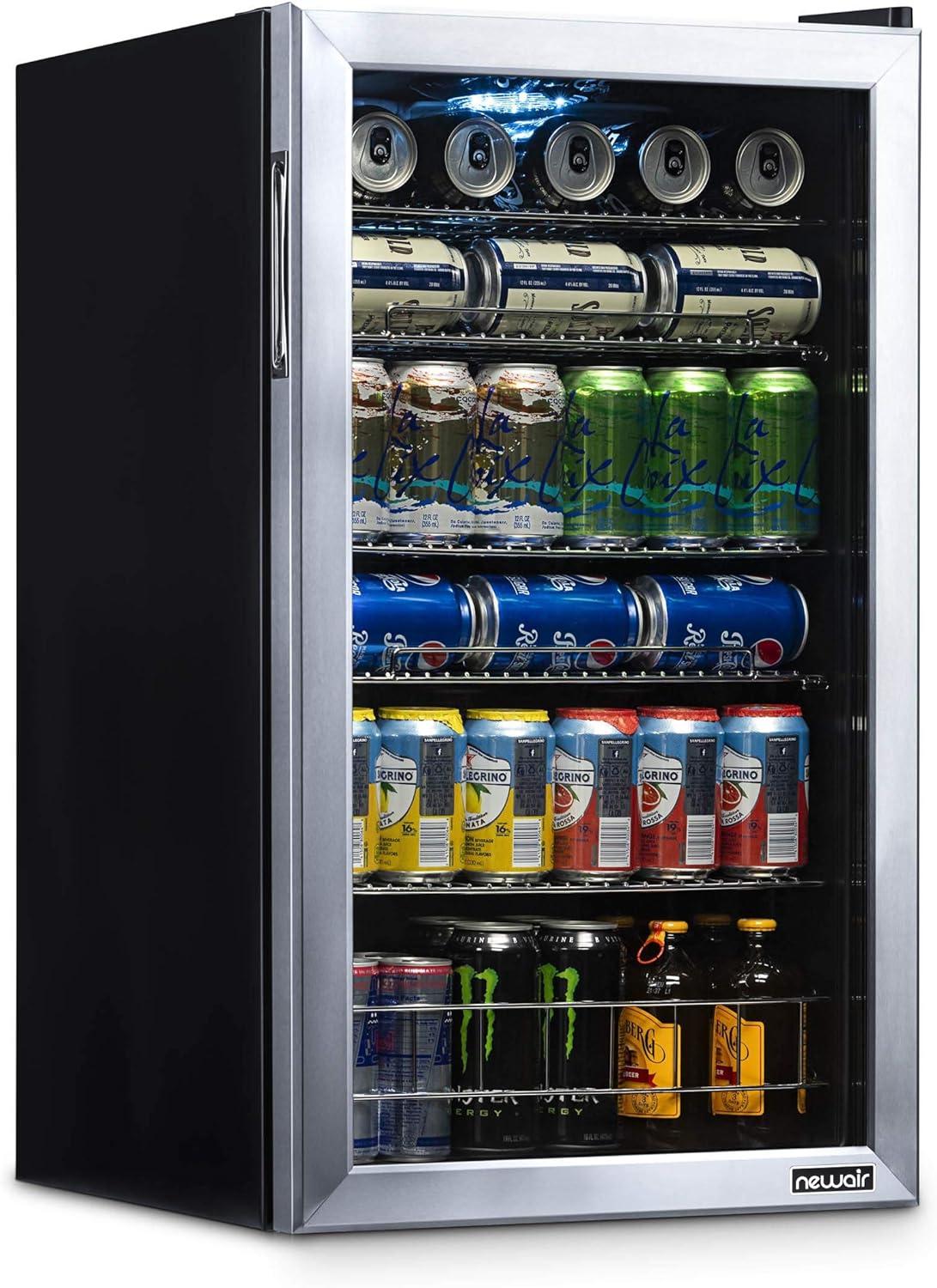 Beverage Refrigerator Cooler | 126 Cans Free Standing with Right Hinge Glass Door | Mini Fridge Beverage Organizer Perfect For Beer, Wine, Soda, And Cooler Drinks