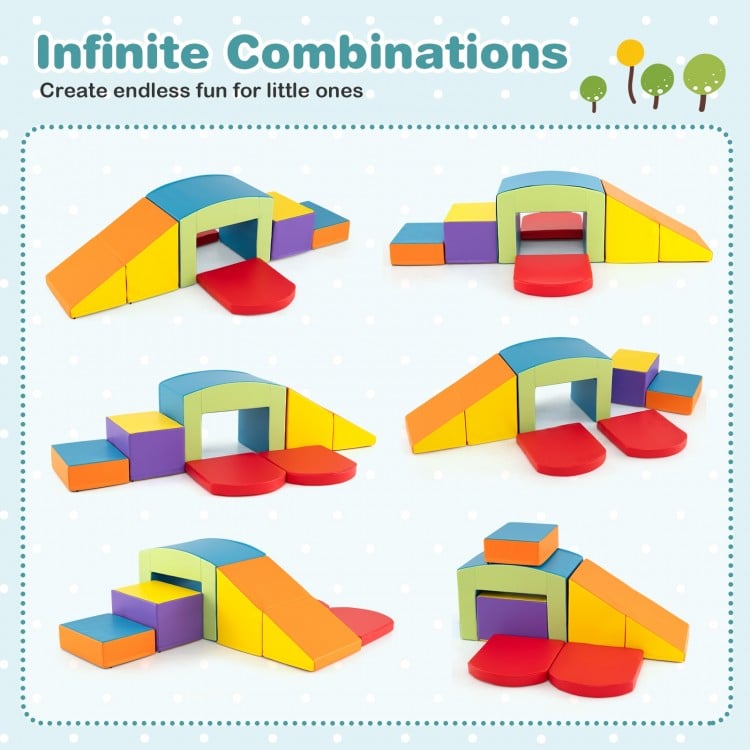 6 Pieces Foam Climbing Blocks Soft Play Climbing for Toddlers with Tunnel