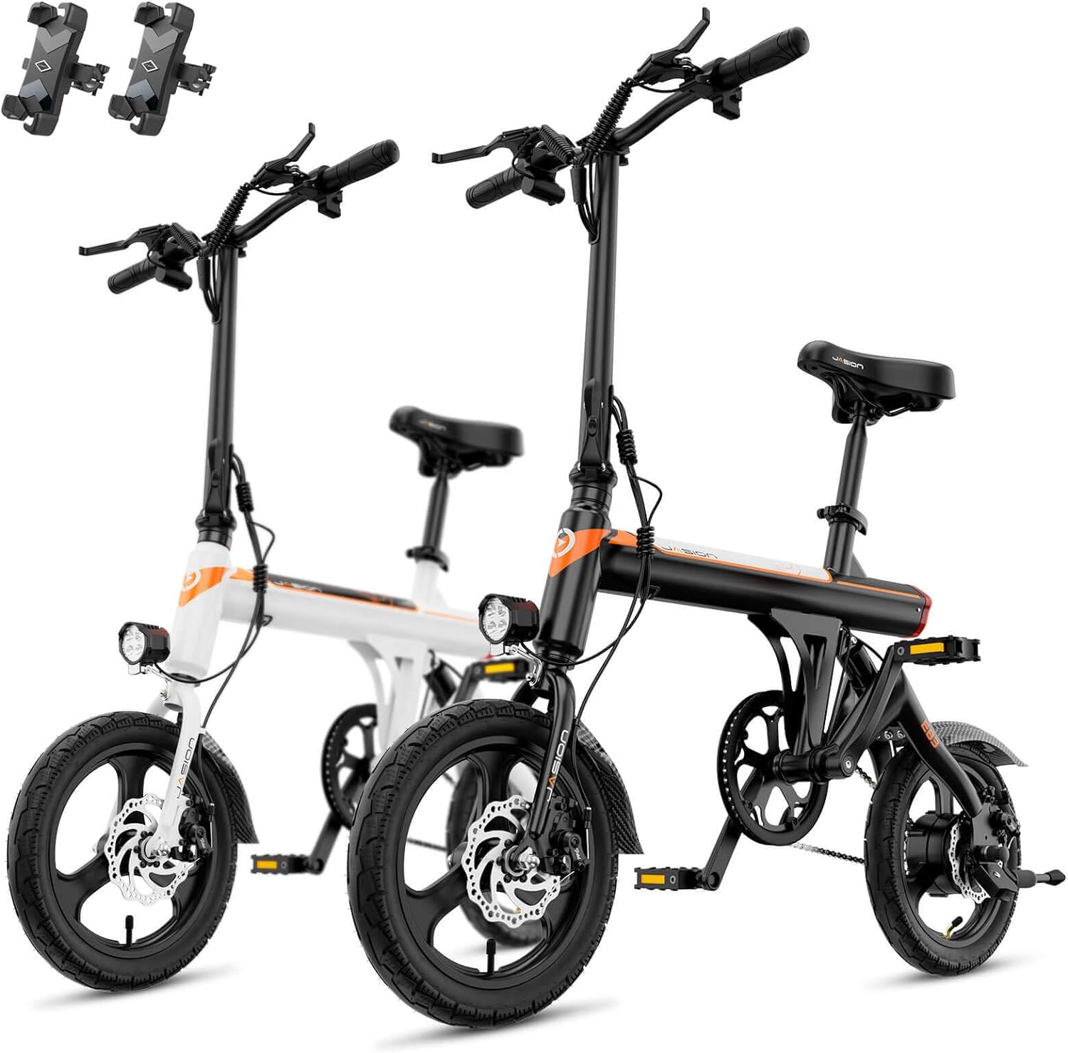 Jasion EB3 Electric Bike Adults 21mph, 500W Peak Motor, 270Wh Battery, Rear Suspension, 3 Levels Assist, 14" Folding Ebike for Adults and Teens, Complies to UL2849