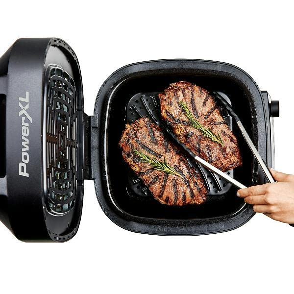 PowerXL Grill Air Fryer Combo Plus 6 QT 12 in 1 Indoor Slow Cooker, Roast, Bake, 1550 Watts, Stainless Steel Finish : Home &amp; Kitchen