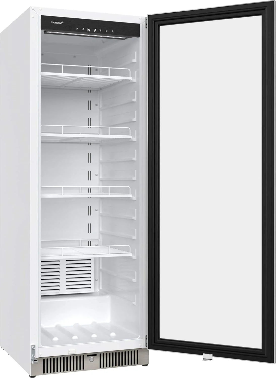 EdgeStar VBM101 22" Wide 10.1 Cu. Ft. Commercial Beverage Merchandiser �C Stainless Steel, Temp Alarm, Reversible Door