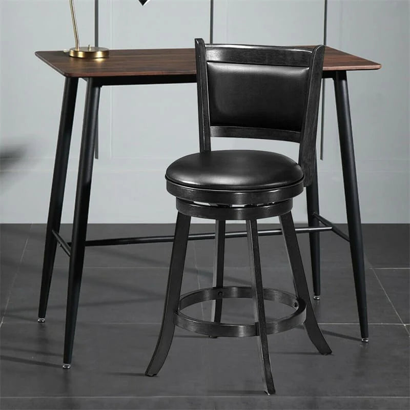 2-Pack 24" Wooden Counter Stools, 360° Swivel Bar Stools with Backs, Counter Height Stool, Upholstered Bar Chairs Dining Chairs