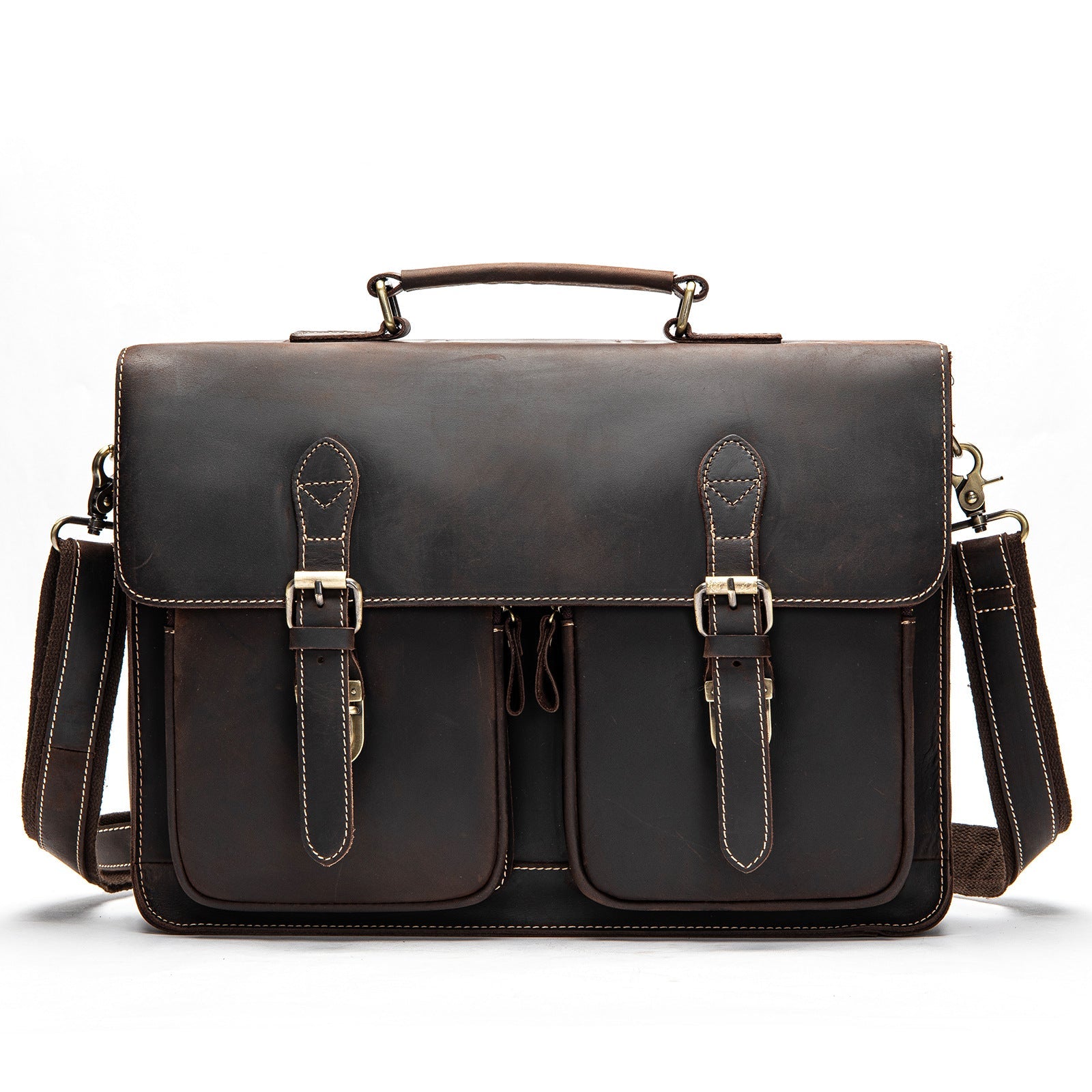 Genuine Leather Mens Shoulder Fashion Saddle Leather Crossbody Casual Messenger Bag