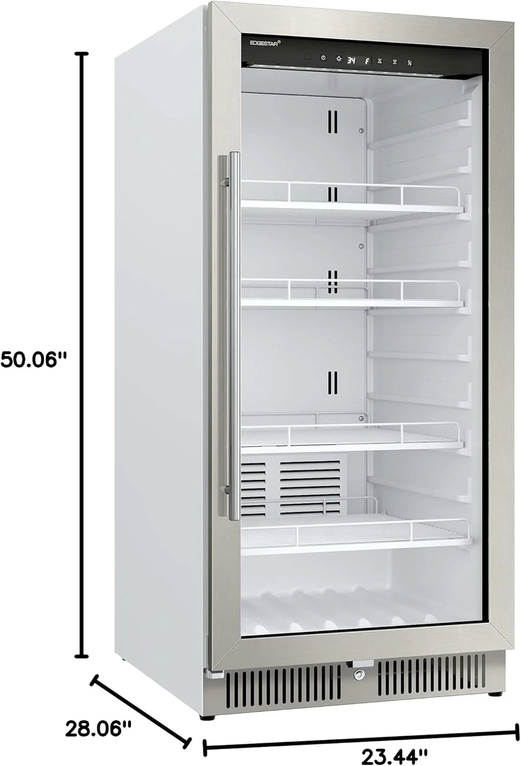 EdgeStar VBM101 22" Wide 10.1 Cu. Ft. Commercial Beverage Merchandiser �C Stainless Steel, Temp Alarm, Reversible Door